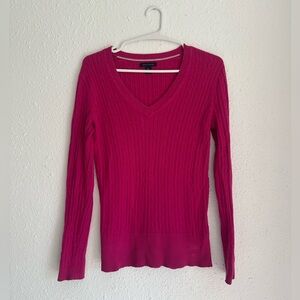 Tommy Hilfiger Fuchsia V-Neck Sweater